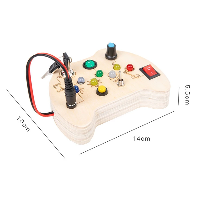 Kids Busy Board Montessori Toys Wooden With LED Light Switch Control Board Sensory Educational Games For 2-4 Years Old Durable