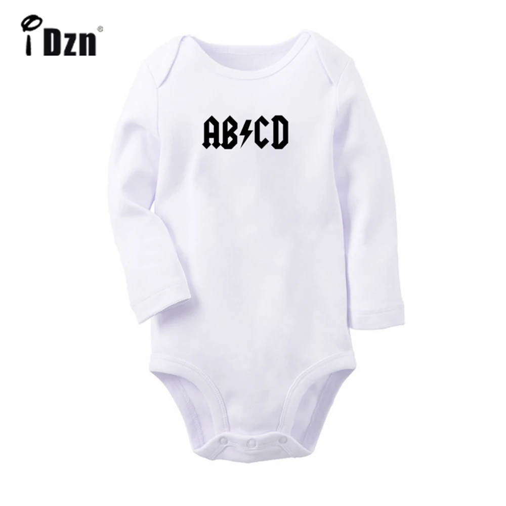 iDzn NEW AB CD Funny Rock Cute Baby Rompers Baby Boys Girls Fun Print Bodysuit Infant Long Sleeves Jumpsuit Kids Soft Clothes