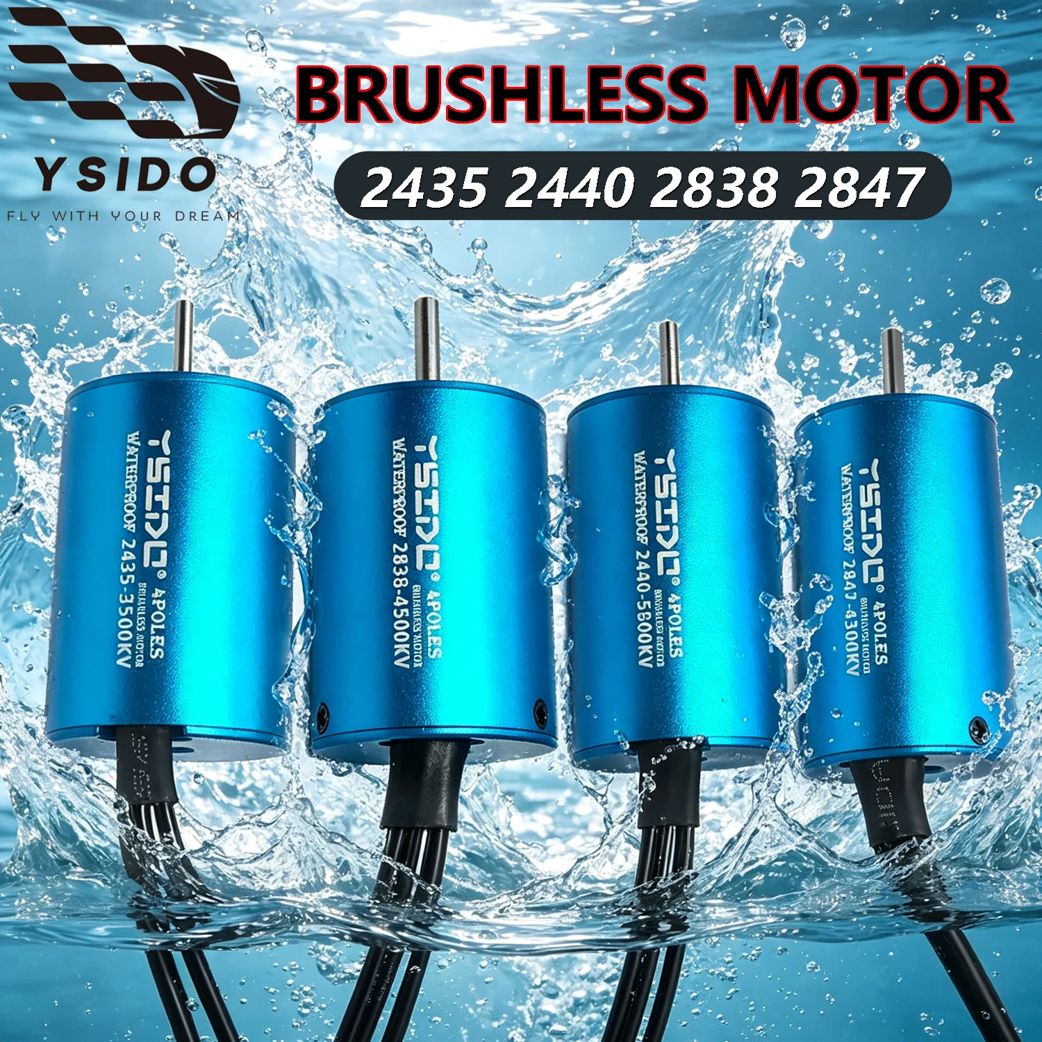 YSIDO Wasserdichter 2435 2440 2838 2847 Bürstenloser Motor 4-Polig für 1/12 1/14 1/16 RC Boot Auto Wltoys Remo Hobby XLH Timaya Redcat