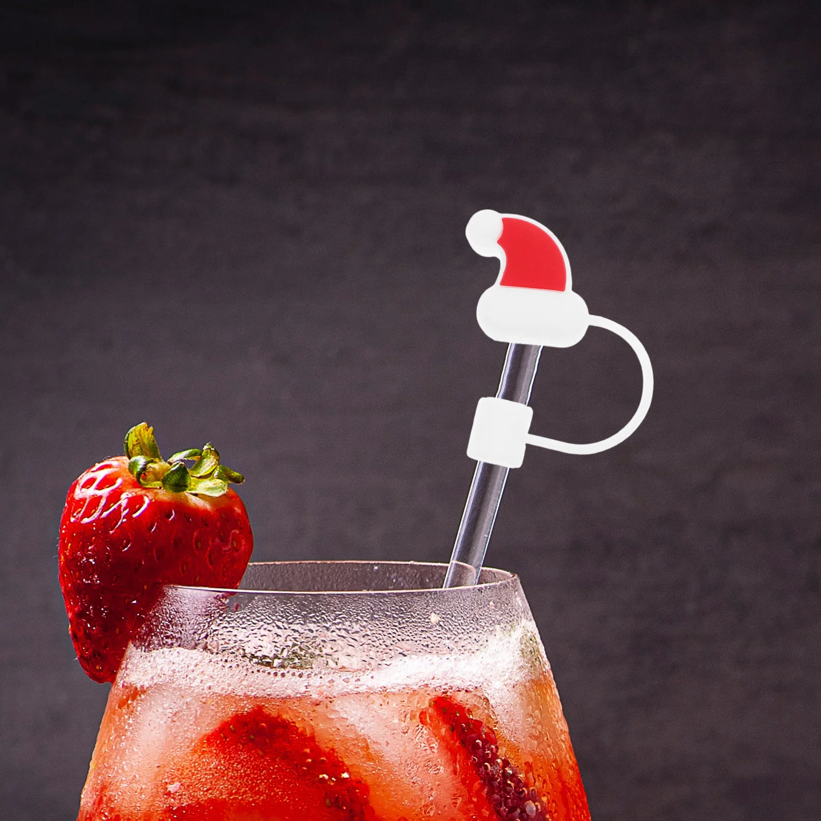 

6pcs Christmas Straw Covers Silicone Reusable Holiday Drinking Straw Protectors Dust Spill Proof Caps For Kids Mugs Bottles -