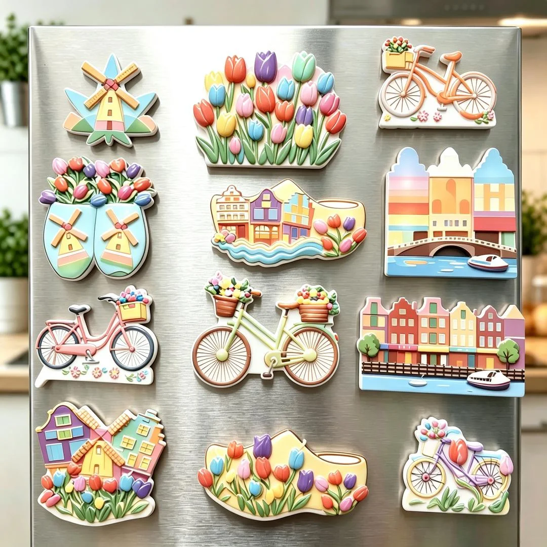 PVC Refrigerator With Magnets Cute Refrigerator Magnets Flower Animal Mountain Seaside Custom Travel Fridge Souvenir