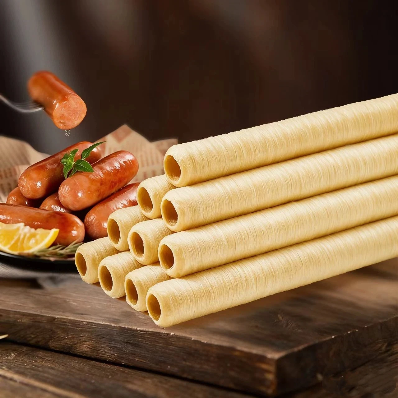 Collagen sausage casing, 20mm x 14m Sausage box, Packaging tool for making sausages, Grilled sausages, and Italian sausages view 2