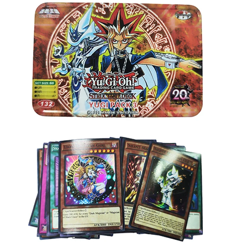 Yu Gi Oh Cards with Tin Box YUGI PACK3 Card English Holographic Golden White Dragon Duel Game Collection Card