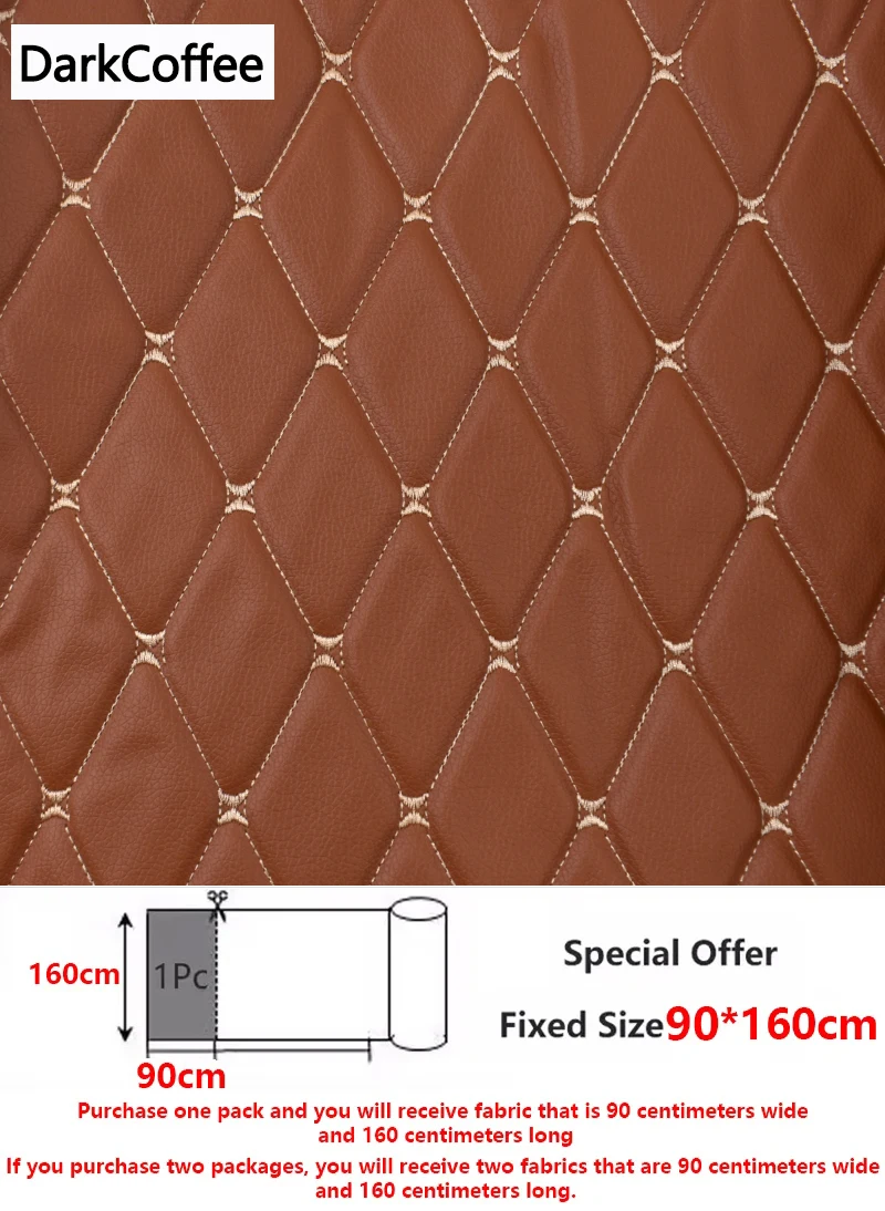 45/90 x 160 cm Sonderangebot bestickter karierter Stoff, Schwamm-Zwischenschicht-Lederstoffe für die Dekoration des Autos im Sitzkissen
