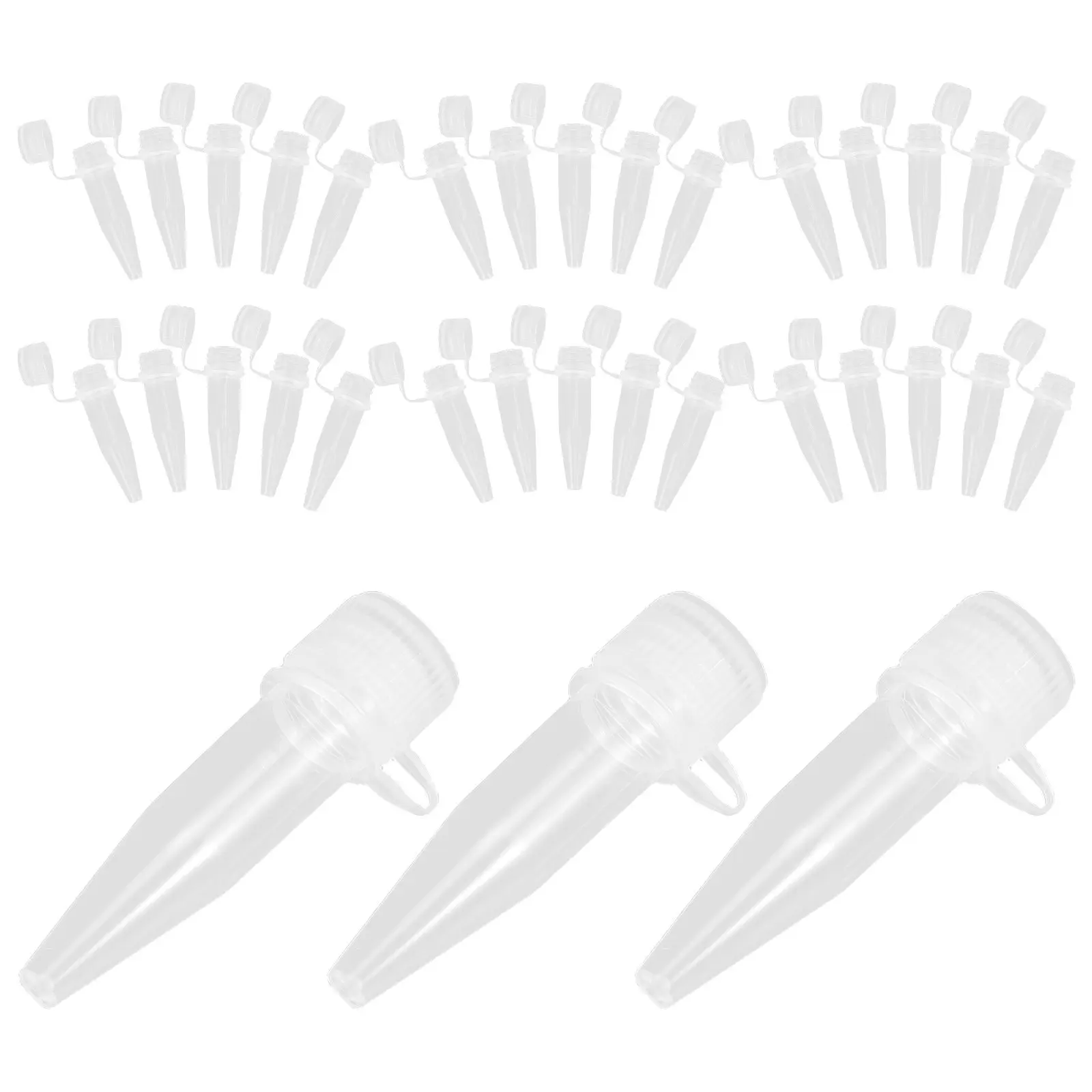 50Pcs Lab Centrifuge Tubes 1.5ml Clear Polypropylene Conical Graduated Test Tubes Lids for High-Speed Centrifugation