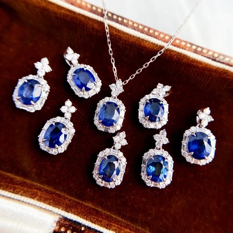 

Shining Luxury Exquisite Sapphire Pendant Fashion High Quality Crystal Sapphire Necklace for Women Clavicle Chain Fine Jewelry