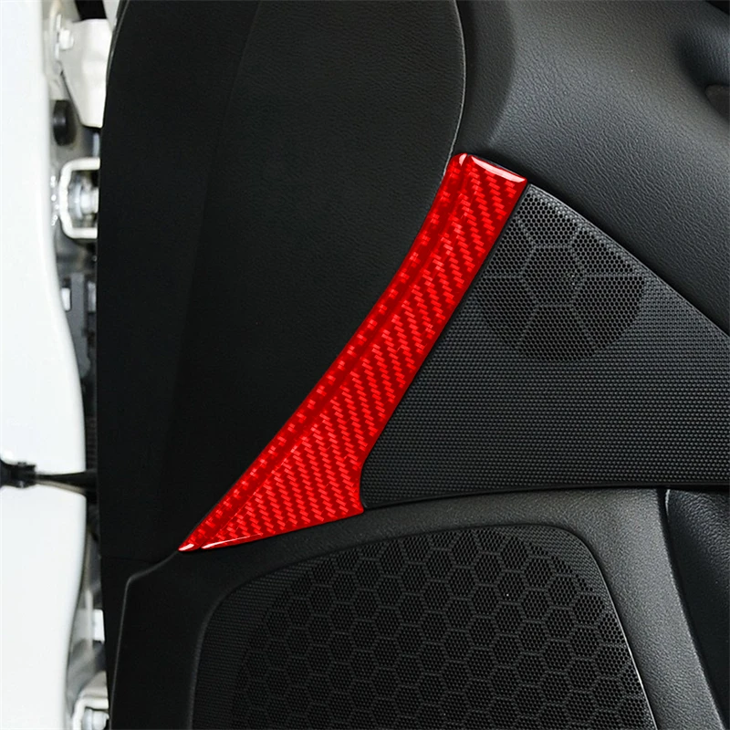 Real Soft Carbon Fiber Front Rear Door Speaker Panel Decorative Strips Interior Decoration Sticker For Infiniti Q50 2014-2020