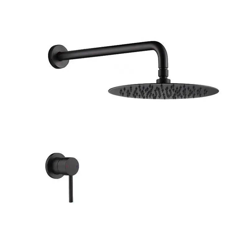 Imagem -04 - Latão Escondido Banheiro Chuveiro Chuveiro Parede Pendurado Top Round Shower Head Conjunto Cortina de Água Fria Quente Torneira de Mistura