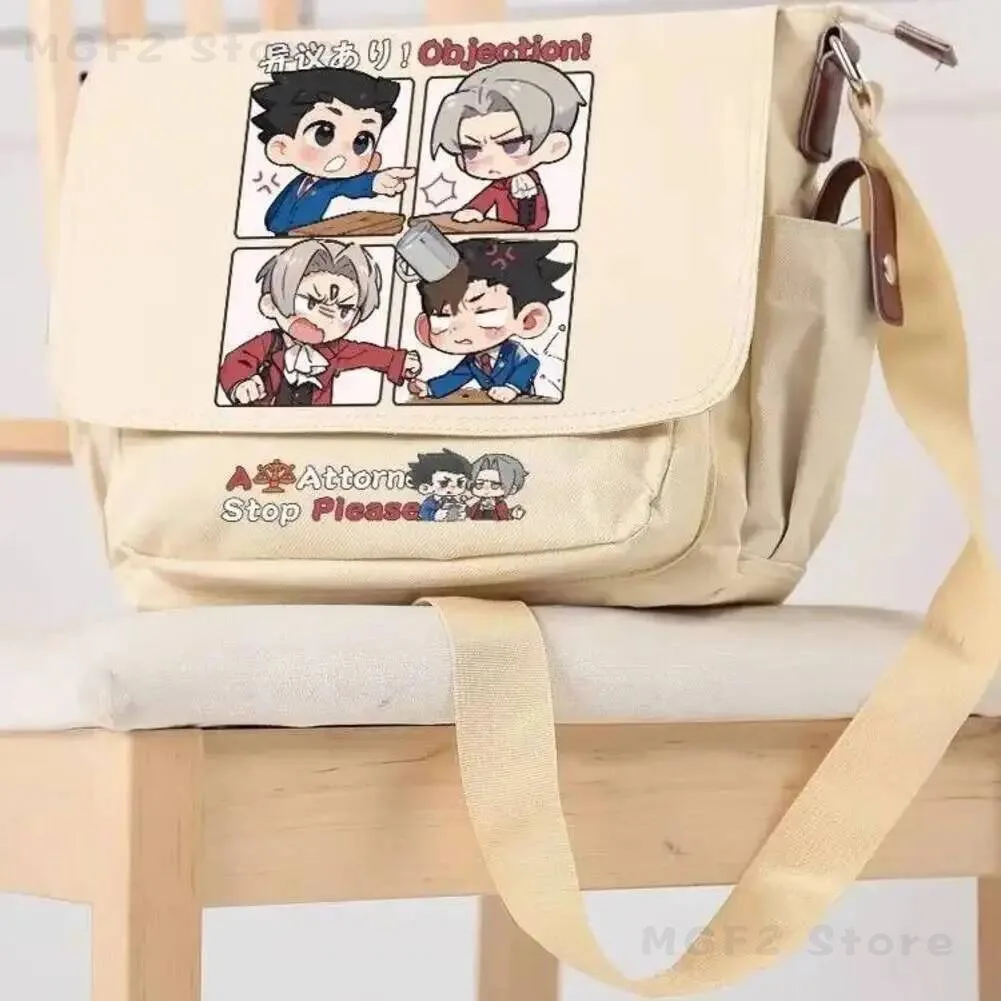 

Attorney Ace Cosplay Phoenix Wright Miles Edgeworth Canvas bag Cosplay Student Travel Shoulder Bag Kawaii Casual Bag Anime Gifts