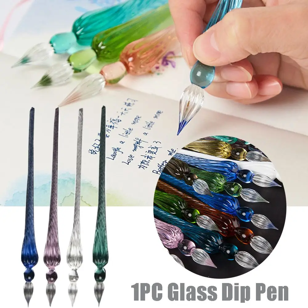 1PC Vintage Glass Dip Dipping Pen Art Painting Supplies Filling Ink Signature Calligraphy Fountain Pen