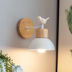 Nordic Wood Wall Lamp LED Creative Lighting Fixture Guest Room Balcony Staircase Sconce Bedroom Bedside Decor Light with bulb