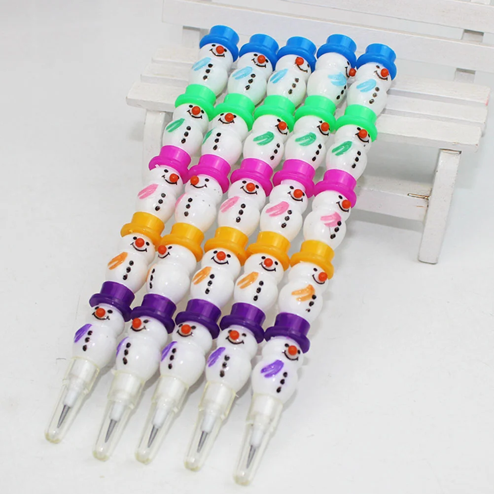 

20 Pcs Christmas Snowman Pencil Office Mechanical Pencils Plastic Stacking Point