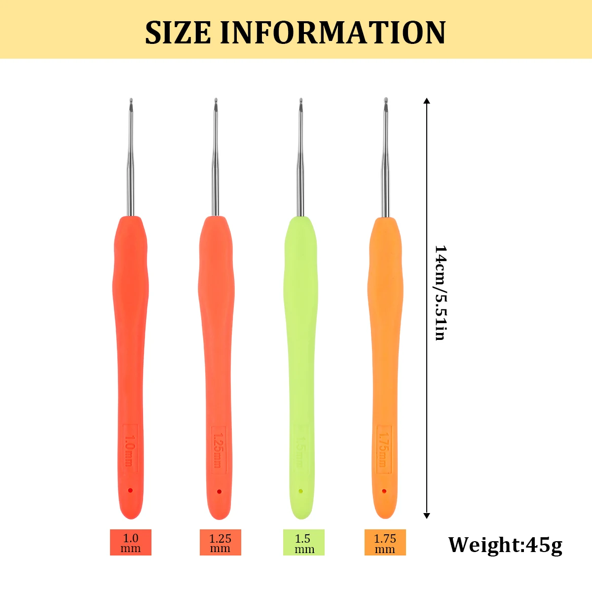 4Pcs/set Aluminum Plastic Handle Crochet Hook Weave Knit Needles Set 1.0-1.75mm Knitting Crochet Hooks Set Women DIY Craft Tools