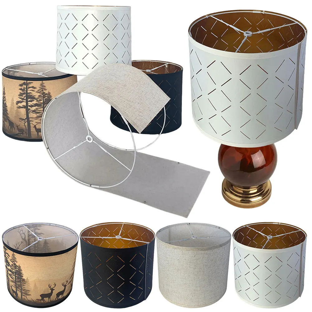 Fabric Lamp Shade Replacement Lampshade Easy Assembly Barrel Lamp Shade for Table Lamps Floor Lamps Bedside