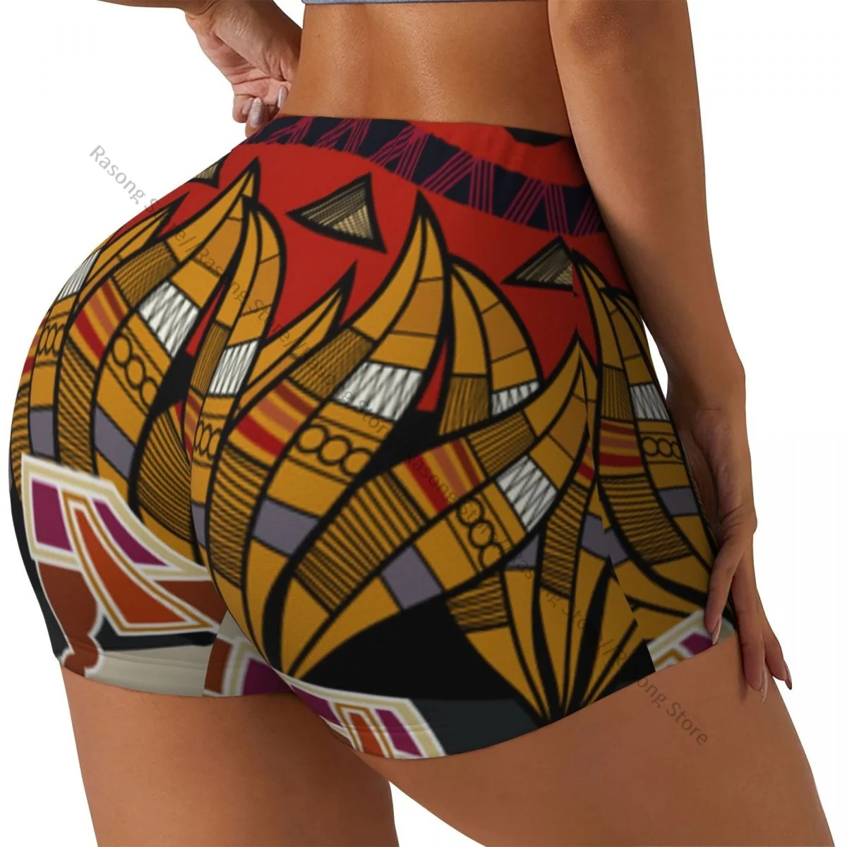 Yoga Shorts Abstract African Pattern Women Biker Tight Elastic Workout Sports Leggings Sportswear