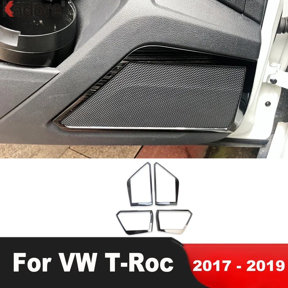 For Volkswagen VW T-Roc TROC 2017 2018 2019 Steel Car Inner Door Audio Speaker Cover Trim Loudspeaker Frame Interior Accessories