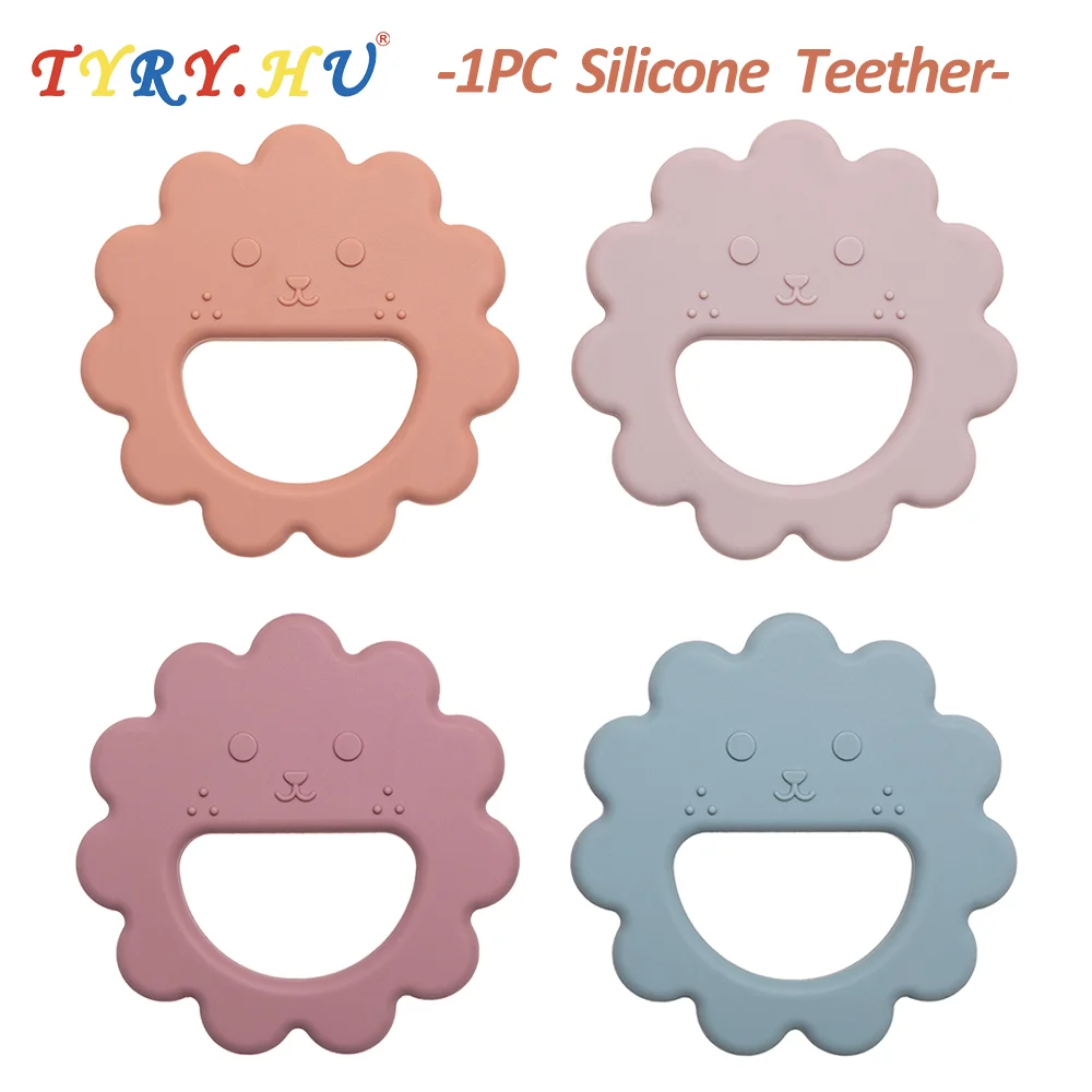 

1pc Silicone Teether,Food Grade Baby 0-12 Toys,Teething Ring Sensory Toys for Toddlers,Silicone Cartoon Lion Soothing Toys Acces