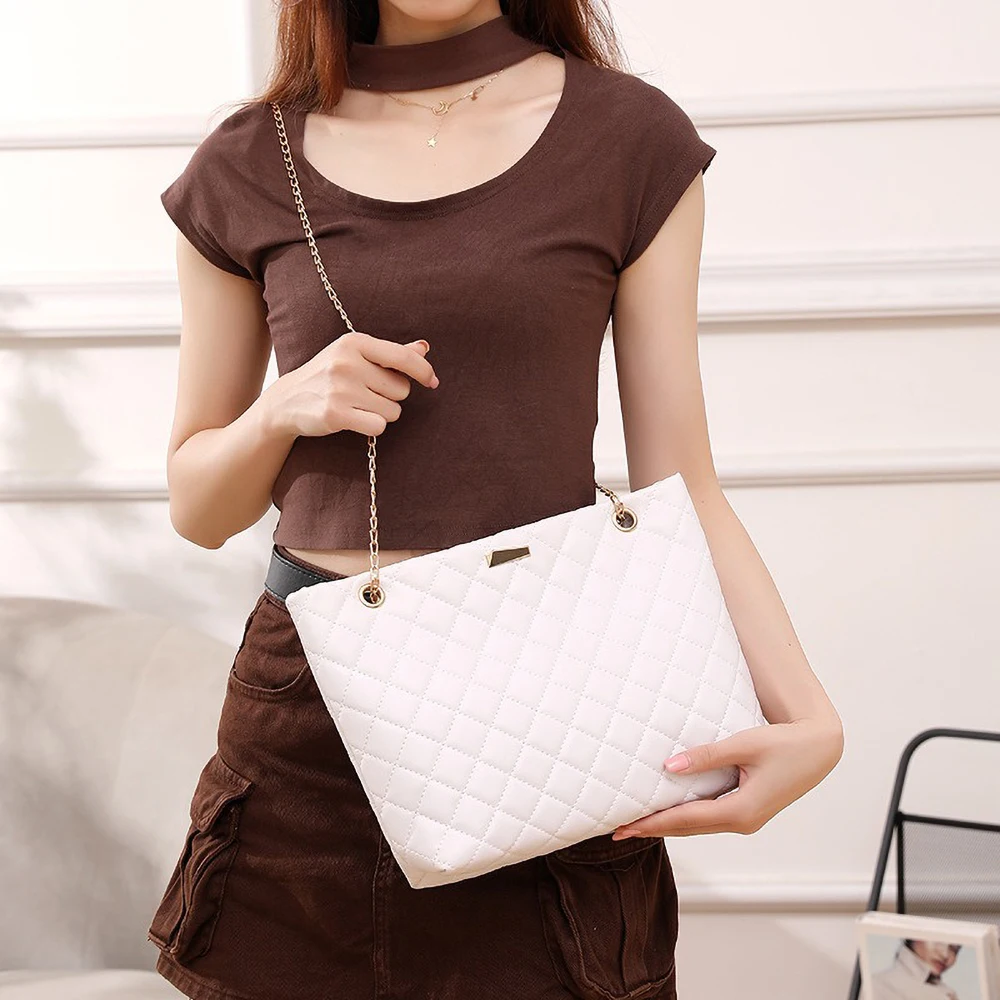 Lingge Embroidered Canvas Tote Bag Women, Elegant Sequins & Chain Shoulder Bag, Large Work Shopping Purse