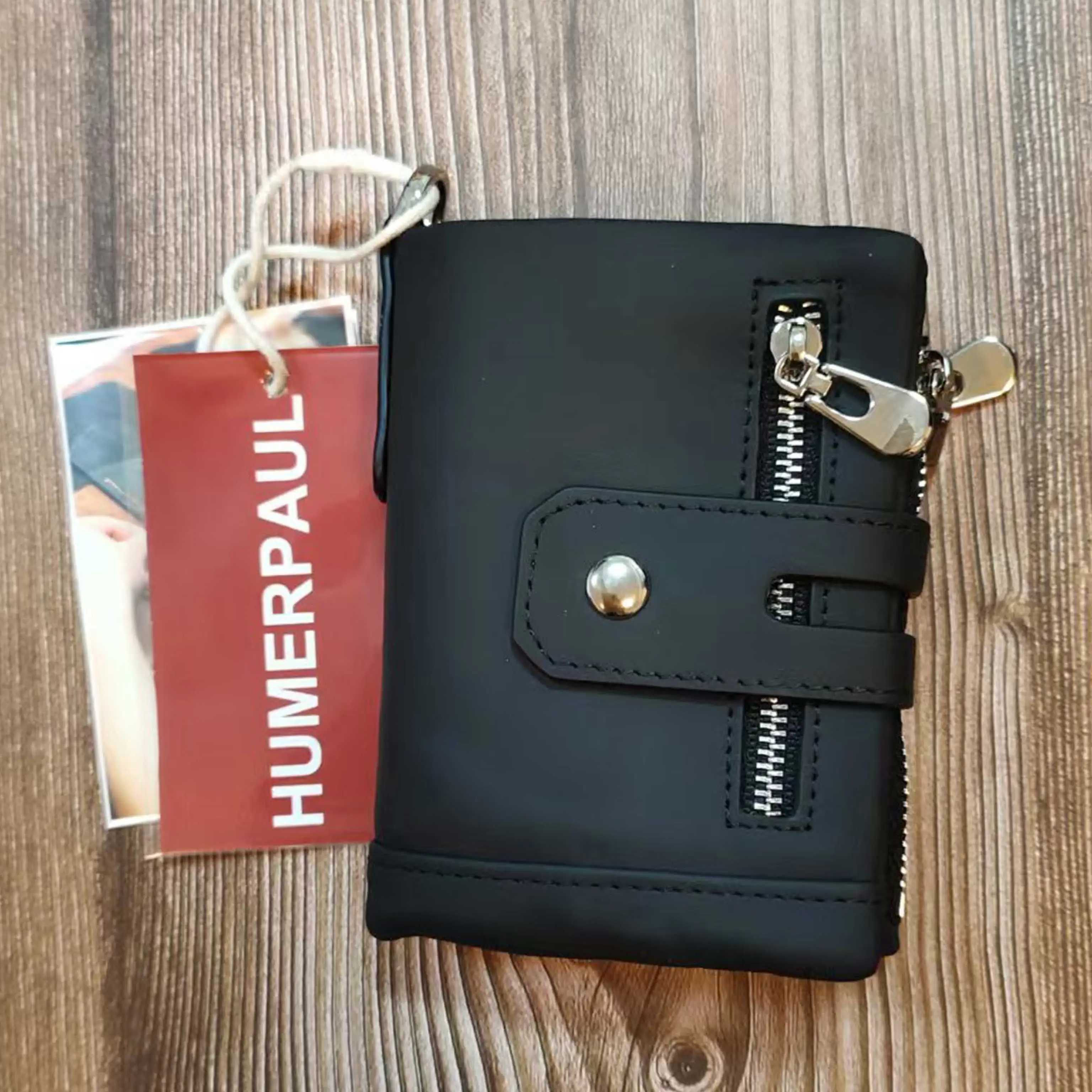 HUMERPAUL Men's Wallet Genuine Leather RFID Card Holder Purse High Quality Male Clutch Money Bags with Zipper Coin Pocket