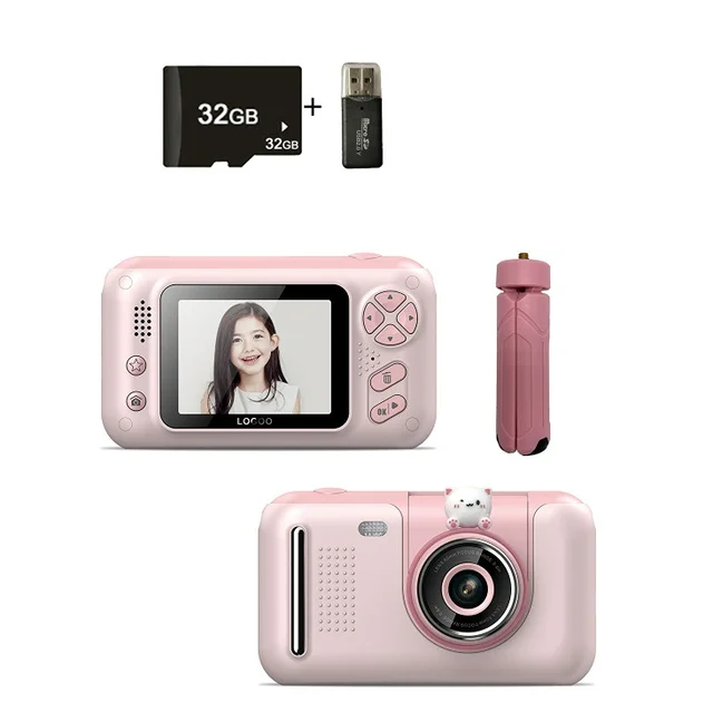 Kids Camera with Flip-up Lens for Selfie HD Digital Camera for 3 4 5 6 7 8 Year Old Girls Birthday Gifts with 32GB SD Card