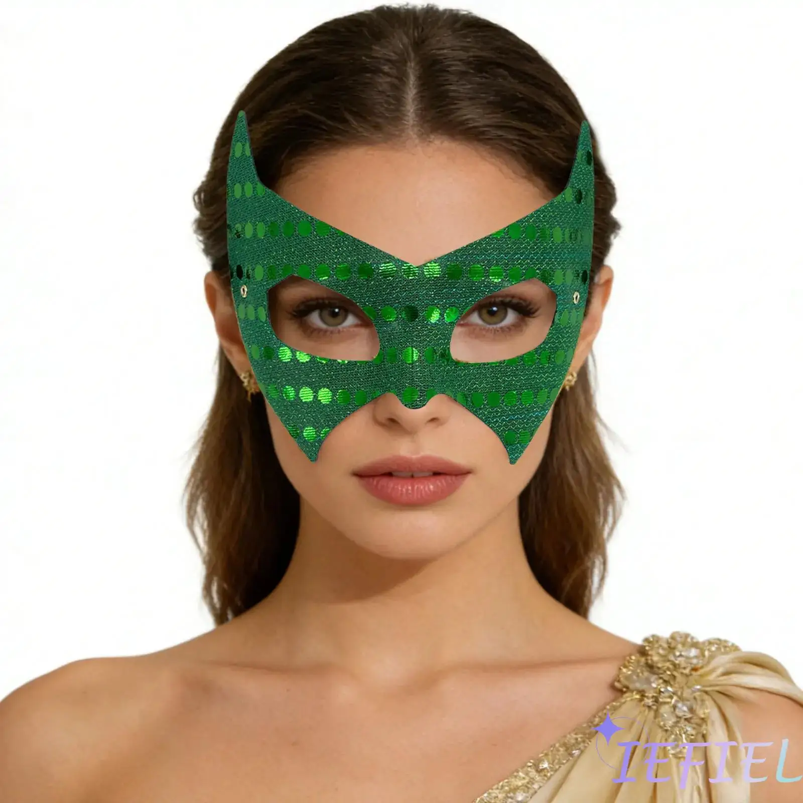 

Vintage Half Face Mask for Women Masquerade Sequins Design Lightweight Cosplay Mask Accessory for Halloween Carnival Party