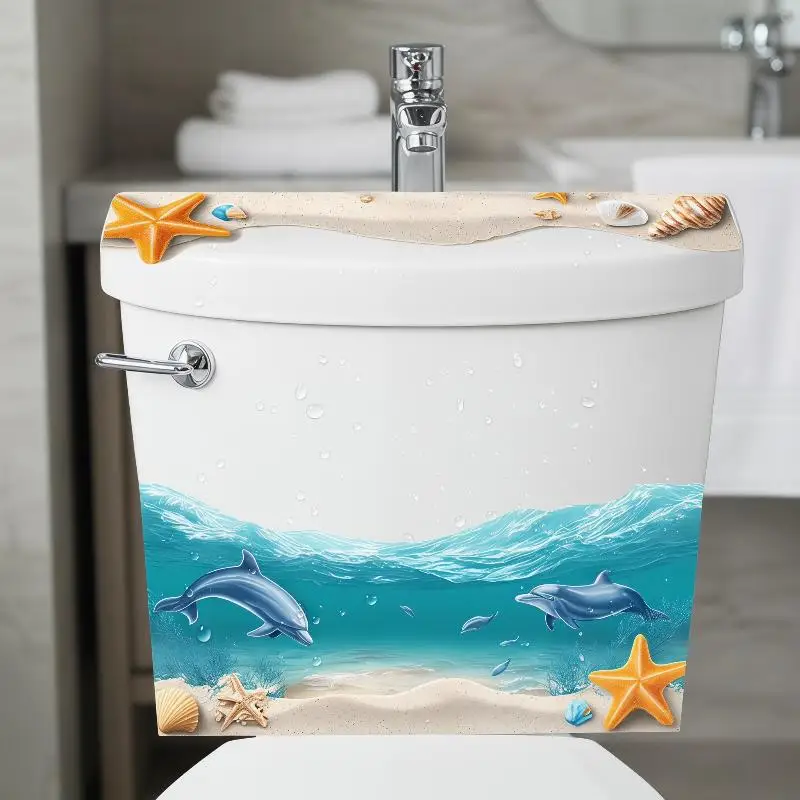 3D Ocean Wave Toilet Sticker Durable Waterproof Anti Slip Removable Creative Bathroom Decor Decal Free Shipping