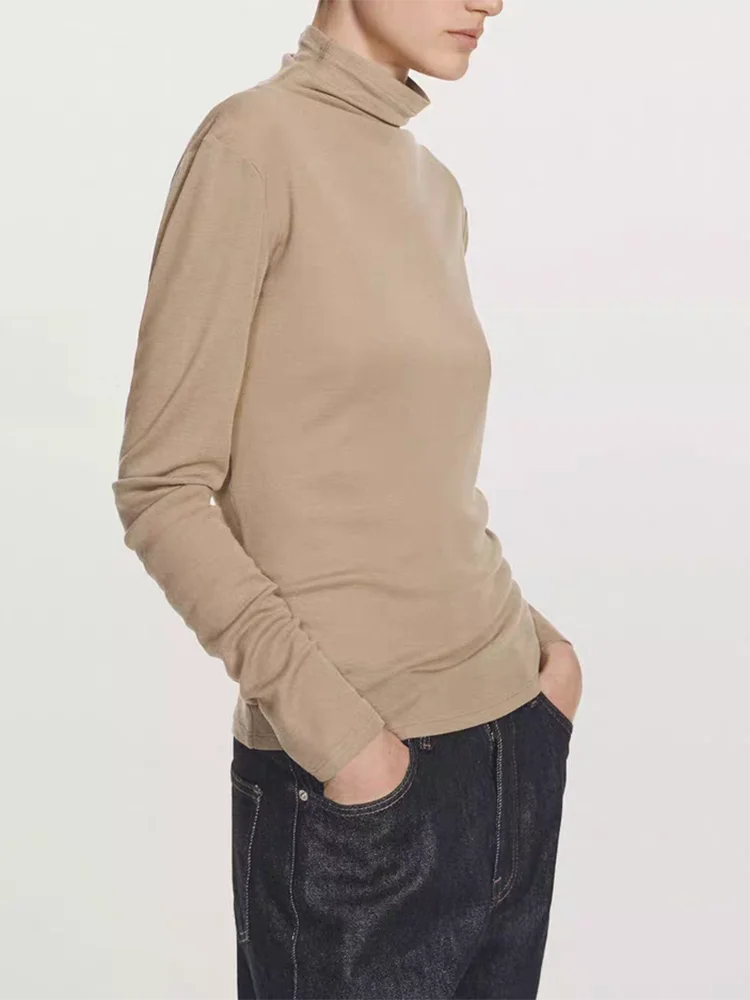 الراقية محبوك طويل Sve عالية الياقة المرأة تي شيرت جديد وصول الشتاء Faion أعلى جودة المواد مريحة تناسب