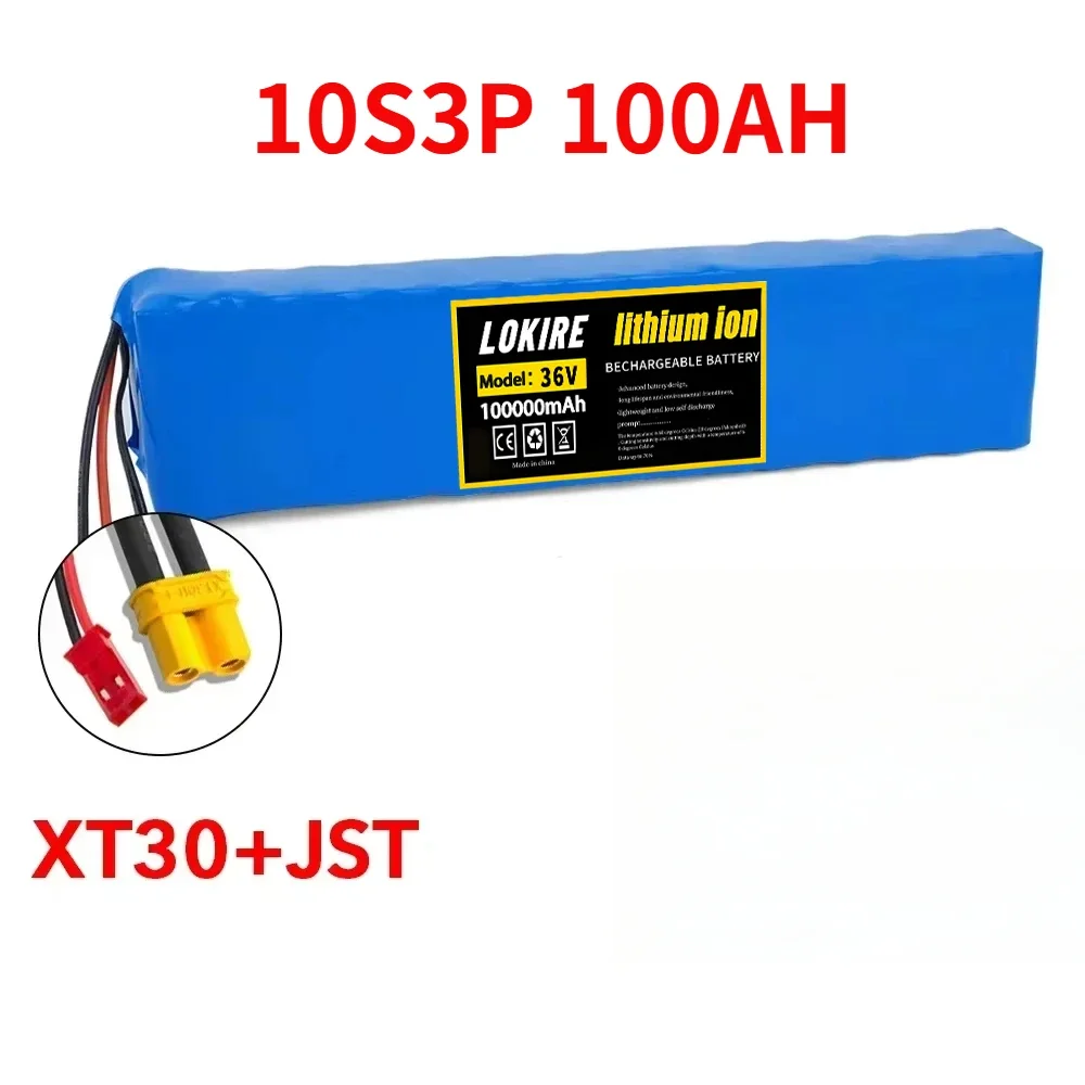 36V 100Ah 18650 Oplaadbare Lithium Batterij 10S3P 1000W Power Gemodificeerde Fiets Scooter Elektrische Voertuig met BMS + Lader