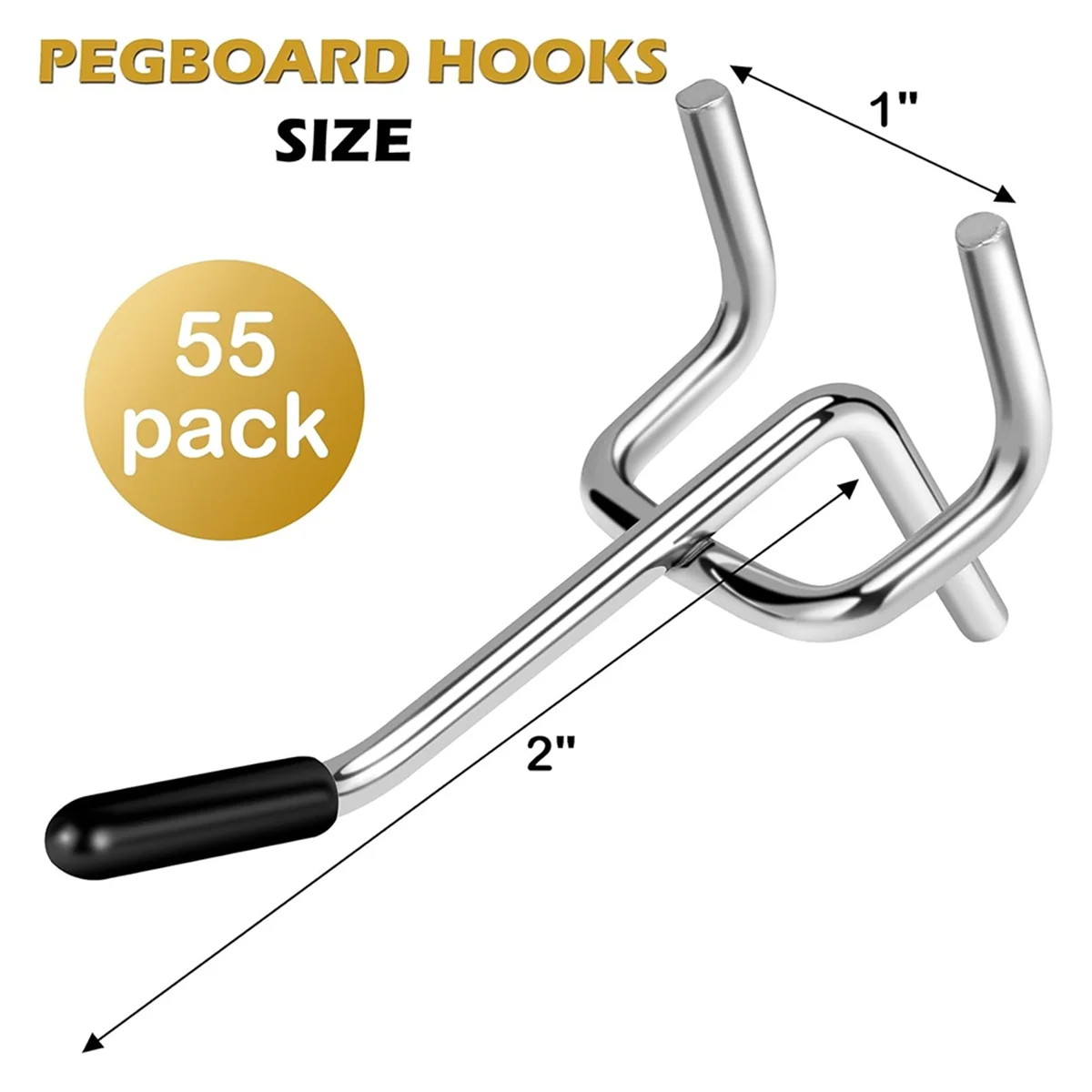 Pegboard Hooks 55 Pack 2 Inches, Peg Board Hooks for Hanging, Fit 1/4inch Peg Board Organizer Accessories for