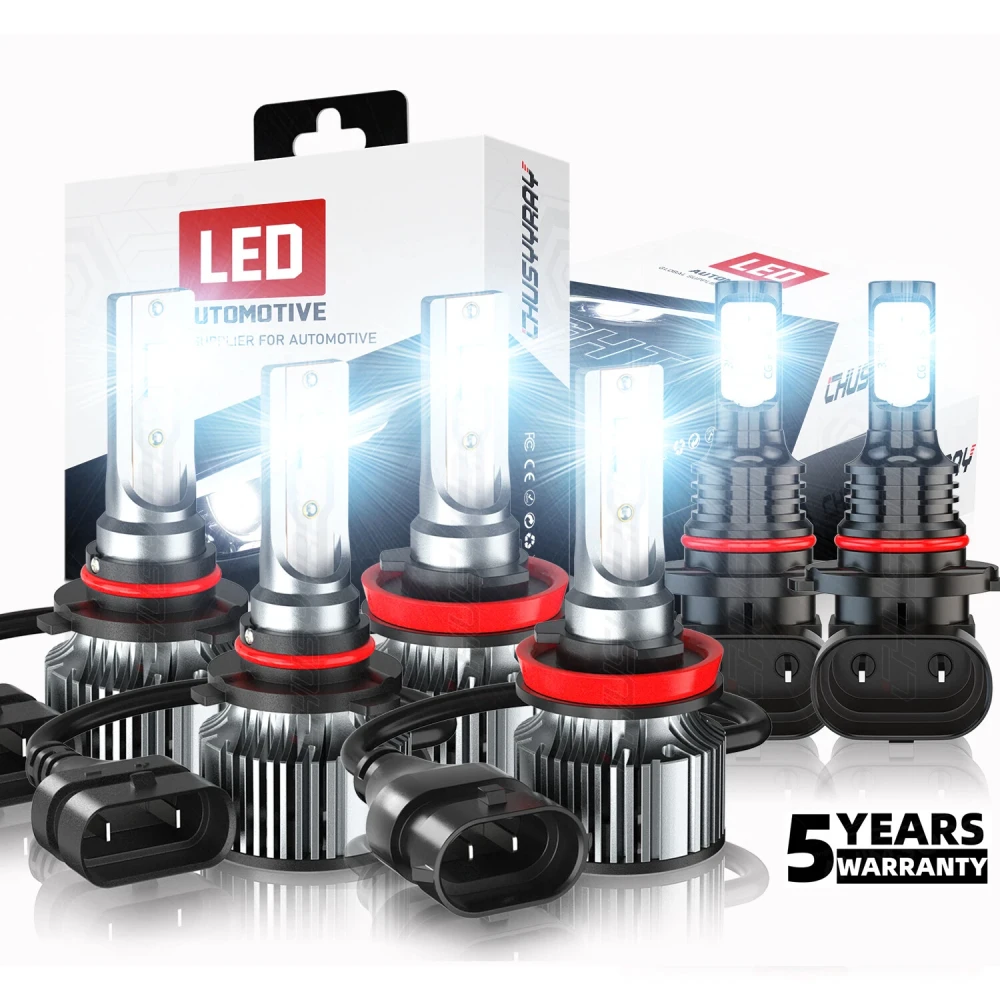 

6x Canbus 9005 H11 9145 LED Headlight High Low Fog Light Bulbs Kit 9-32V 6500K 100000LM Super Bright 1:1 Same Size Plug and play
