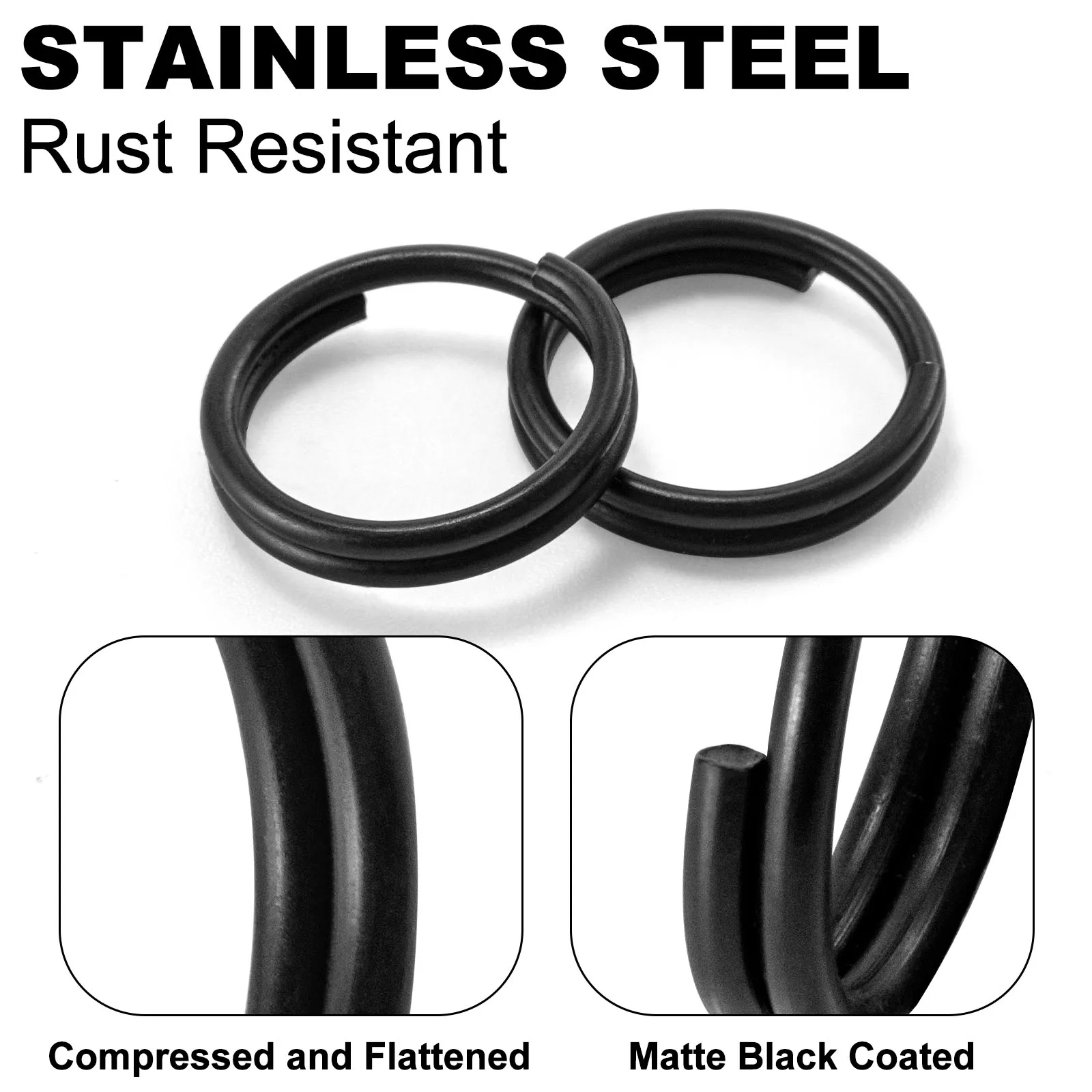 Fishing Lure Split Ring 3.5mm-22mm for Changing Fishing Hooks Hard Baits Connector Lure Snap Stainless Steel Matt Black view 4