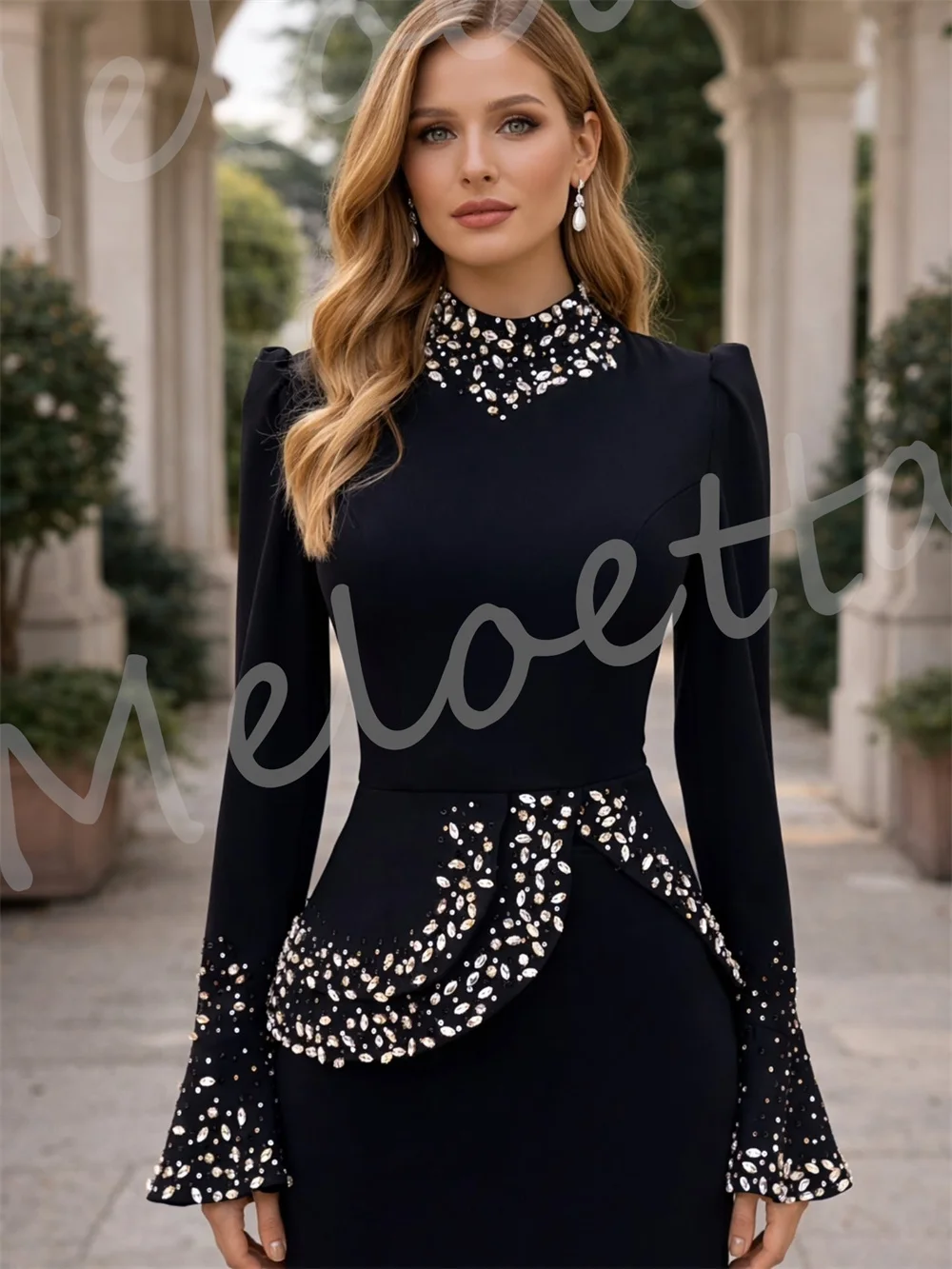 Maßgeschneidertes Hochwertiges Formelles Abendkleid Glitzer-Strass Meerjungfrau-Langes Kleid Moderner Stil Elegantes Partykleid – Detail 6