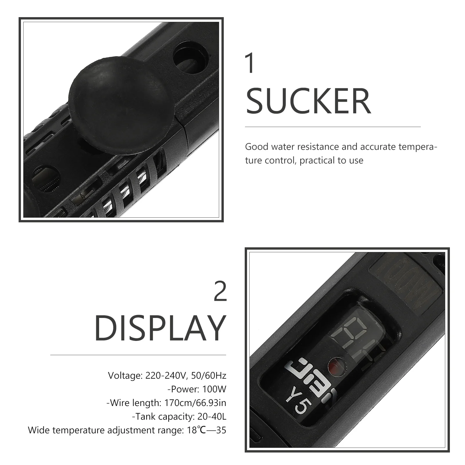 

Submersible Aquarium Heater Fish Tank Heating Rod Eu Plug Adjustable Constant Temperature Sensor High Saving