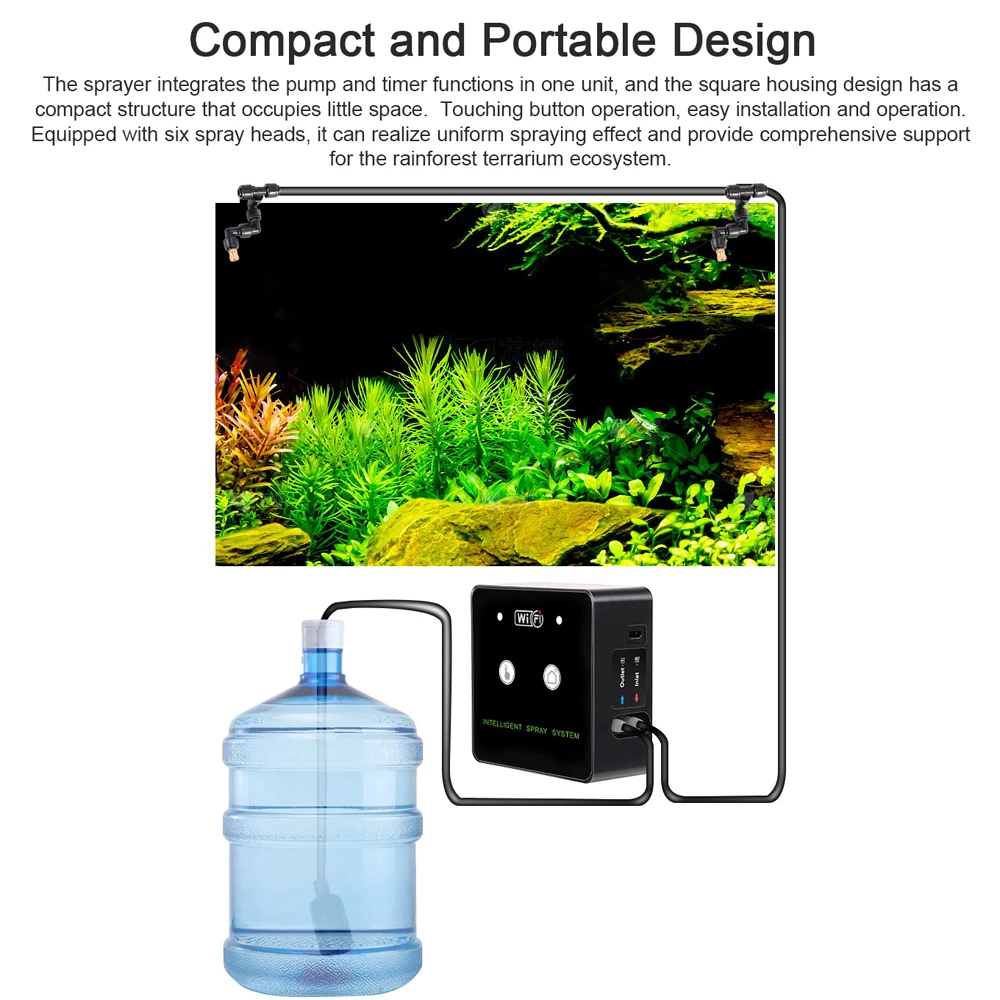 5M/10M Wifi Rainforest Terrarium Timed Fogging System Reptile Intelligent Humidification Spray Auto Sprayer 360°Rotatable Nozzle