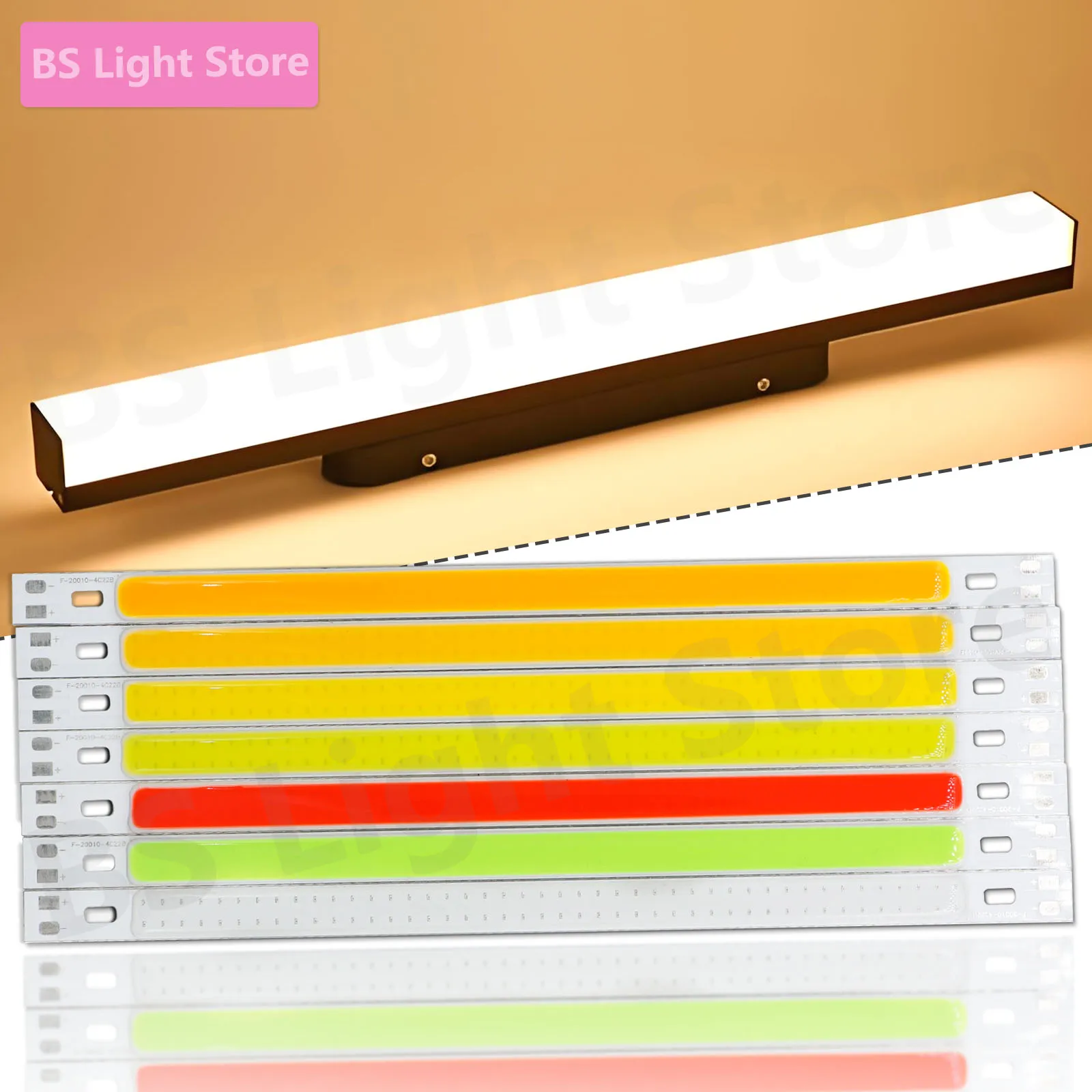 8PCS Cob Led 200x10mm DC12V Light Strip 12W Blue Green Red Warm White Color Led matrix Bar Lights Bulb Light source Accessories