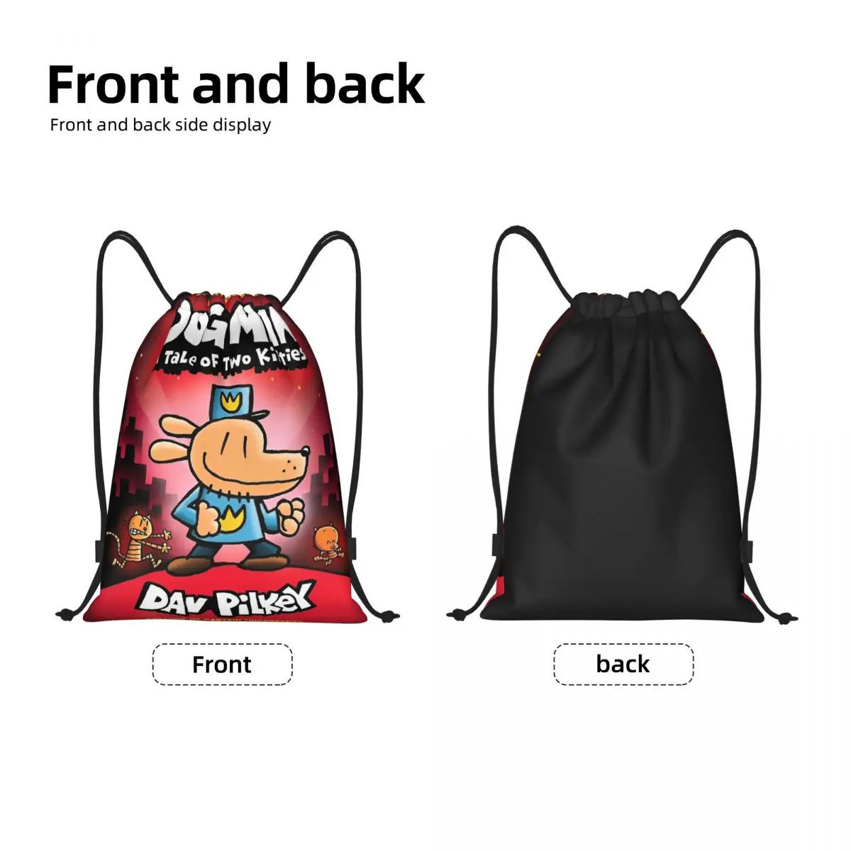 Dog Man Manga Anime Drawstring Bags Football Backpack Gym Sackpack String Bag for Yoga
