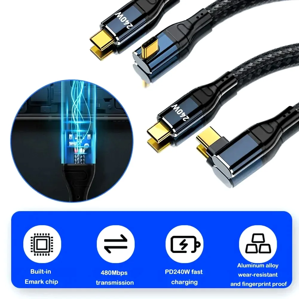 5A 240W PD Type C to USB C Charger Cable for MacBook Pro Elbow PD3.1 140W 100W QC4.0 Fast Charging Data Wire for Samsung Huawei - view 4