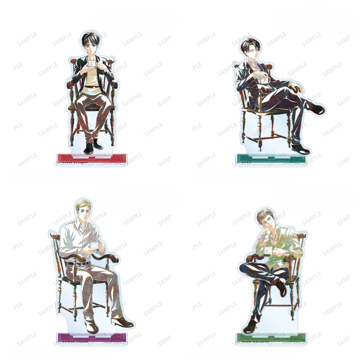 

Game Eren Yeager Levi Ackerman Jean Kirstein Erwin Smith Acrylic Stand Doll Anime Figure Model Plate Cosplay Toy for Gift
