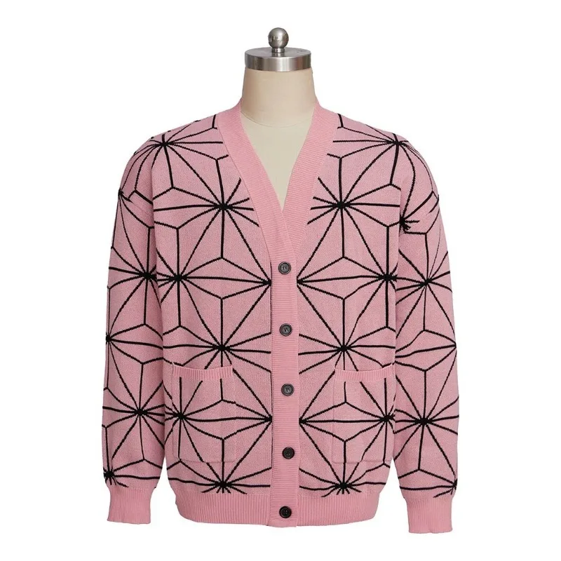Anime Cosplay Costume Kamado Tanjirou Kamado Nezuko Pullover Cardigan Knitted Coat Jacket for Women Men Halloween Party Outfit
