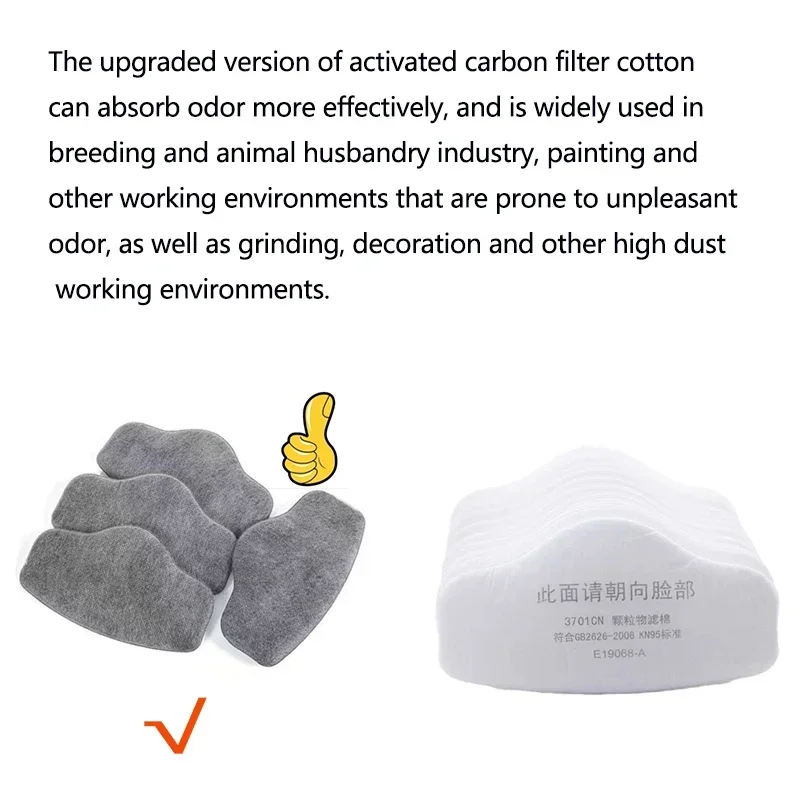 Thick PM 2.5 3701 Filters Activated Carbon Anti-Dust Filter Compatible For 3200 Spray Painting Mining Woodworking Wall Sanding