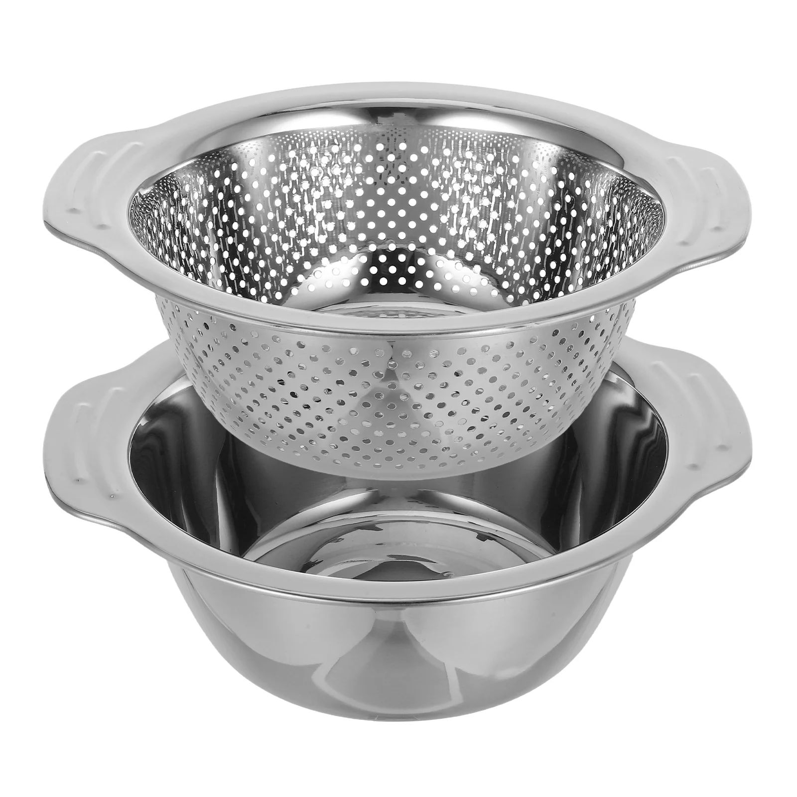 

2pcs Stainless Steel Drain Basket Large Capacity Fine Mesh For Vegetable Washing Rice Rinsing Water Draining Kitchen Sink