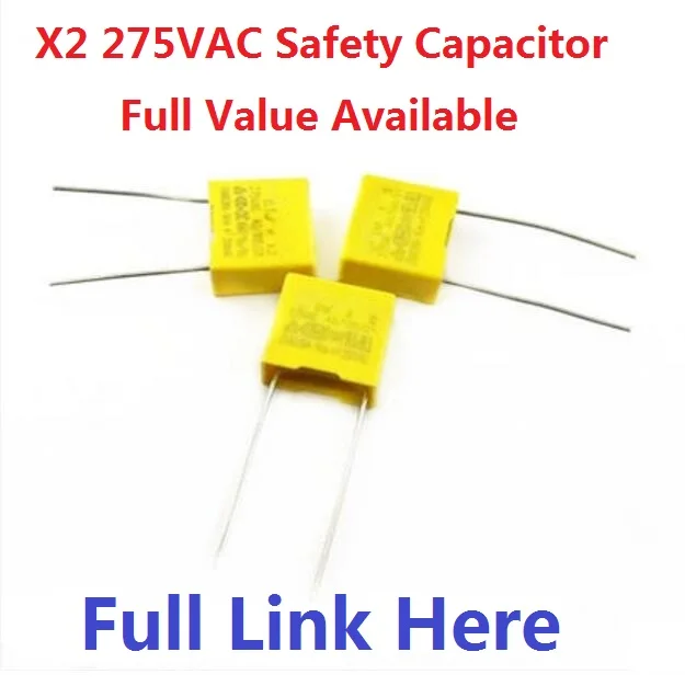 10PCS X2 Capacitor de segurança 275VAC 102K 222K 472K 103K 223K 333K 473K 683K 104K 154K 474K 224K 684K 334K 224K 105K 0.1uf 100NF