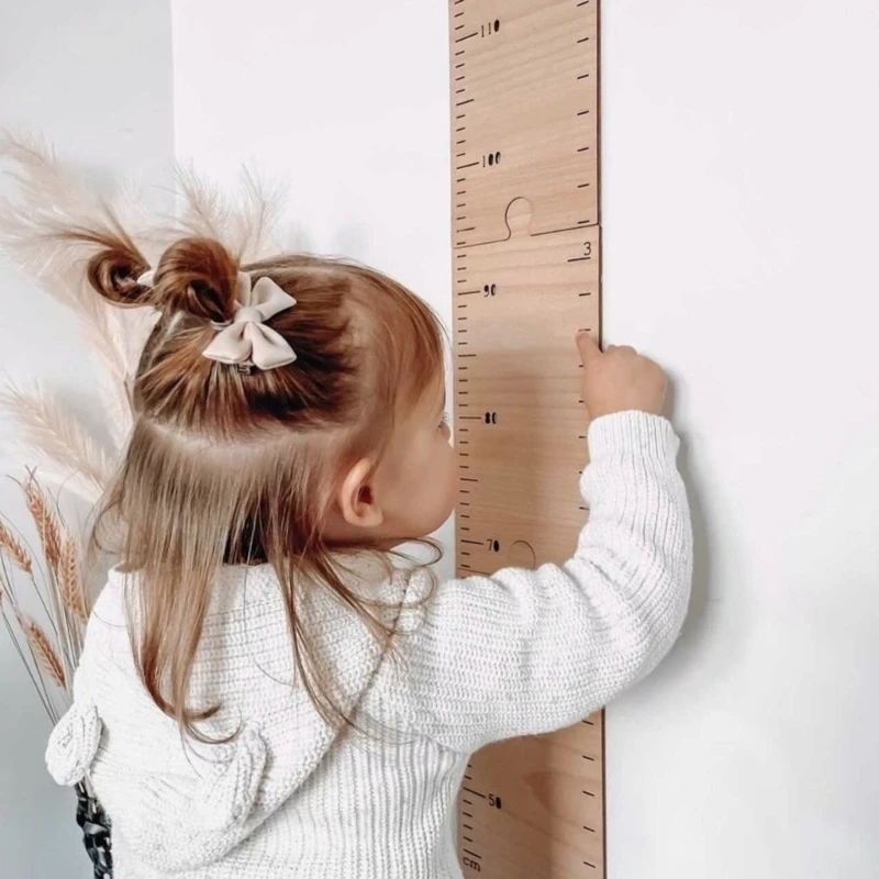 Nordic Wooden Kids Height Growth Chart Ruler Baby Children Height Gauge Room Decoration Wall Meter Measurement Stickers 60-210CM