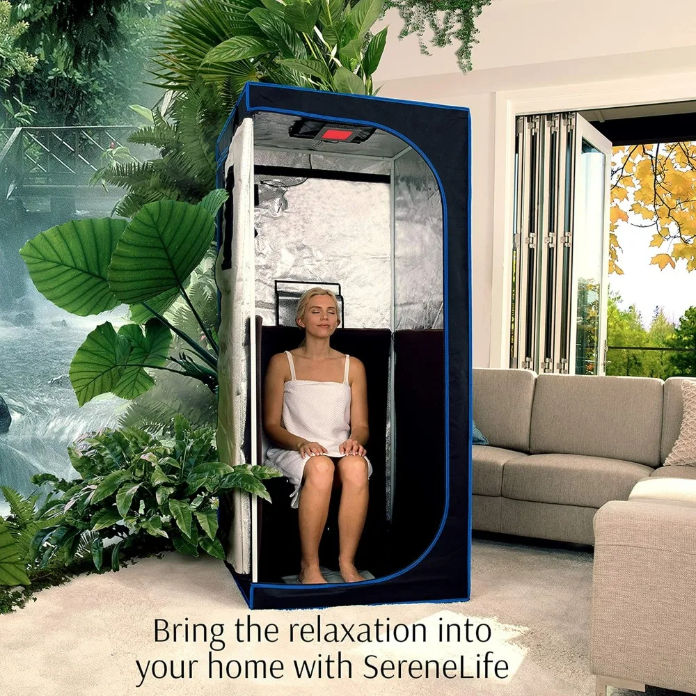 Portable Full Size Infrared Home Spa| One Person Sauna | with Heating Foot Pad and Chair