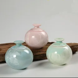 Colorful Chinese Style Mini Porcelain Airtight Matcha Tea Caddy Pasty Liquid, Cosmetic, Powder Storage Keep Fresh Empty Canister