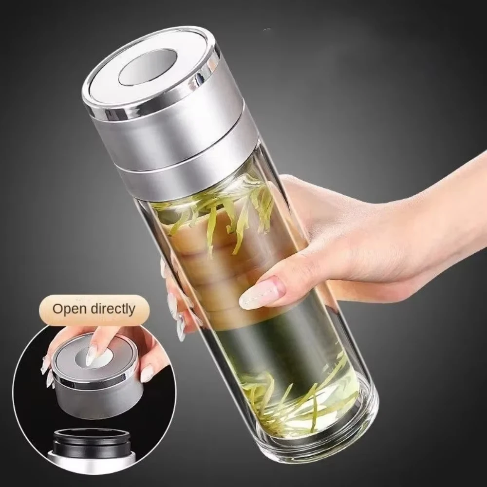 500ml Tee Wasser flasche schnell öffnende Doppels chicht Tee Wasser Tasse auslaufs icher mit Tee filter Infuser Becher Büro im Freien
