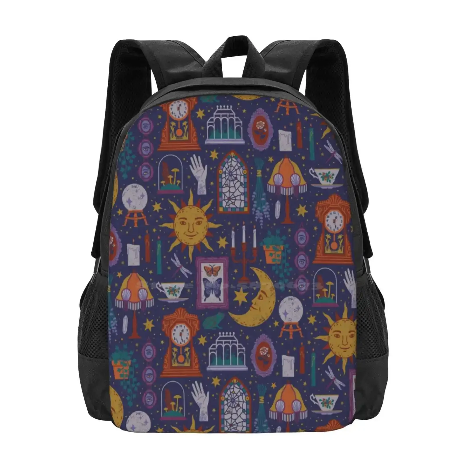

Whimsigoth Hot Sale Schoolbag Backpack Fashion Bags Whimsigothic Boho Witchy Occult Mystical Magic Stars Sun Moon Pattern