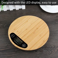 Bamboo LED Kitchen Scale, 5kg/ 1g Durable Bamboo Food Scale - LED Display for Precise Measurements for Kitchen