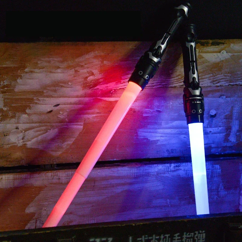 2-in-1 سيف السيف الضوئي تلسكوبي الموسيقى الليزر لعبة السيف الملونة متوهجة السيف الضغط لعبة للأطفال الكبار هدايا عيد الميلاد