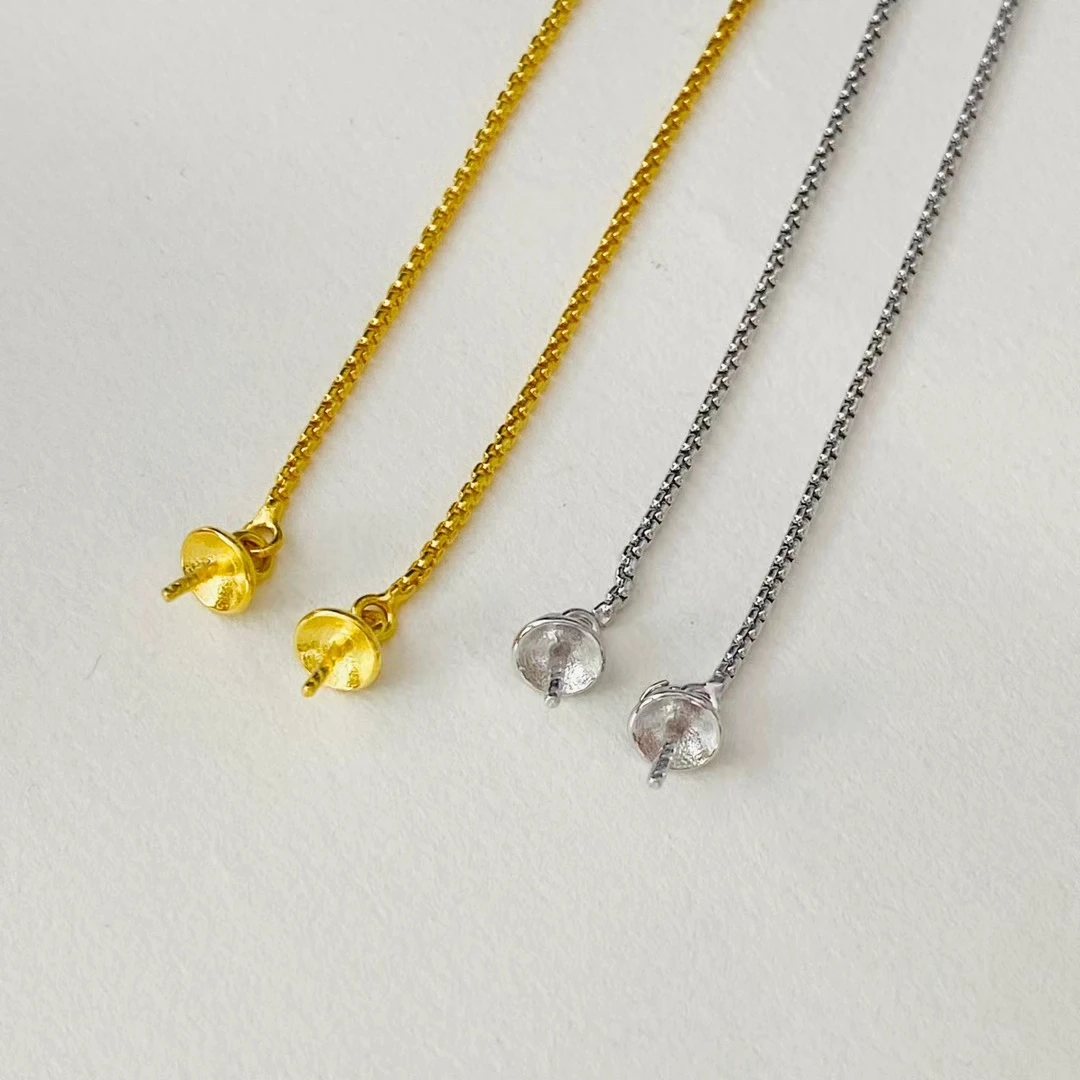 925 Sterling Silver Necklace Findings Jewelry Base Settings Mountings Parts Mounts for 11-15mm Pearls Stones 5pcs/lot